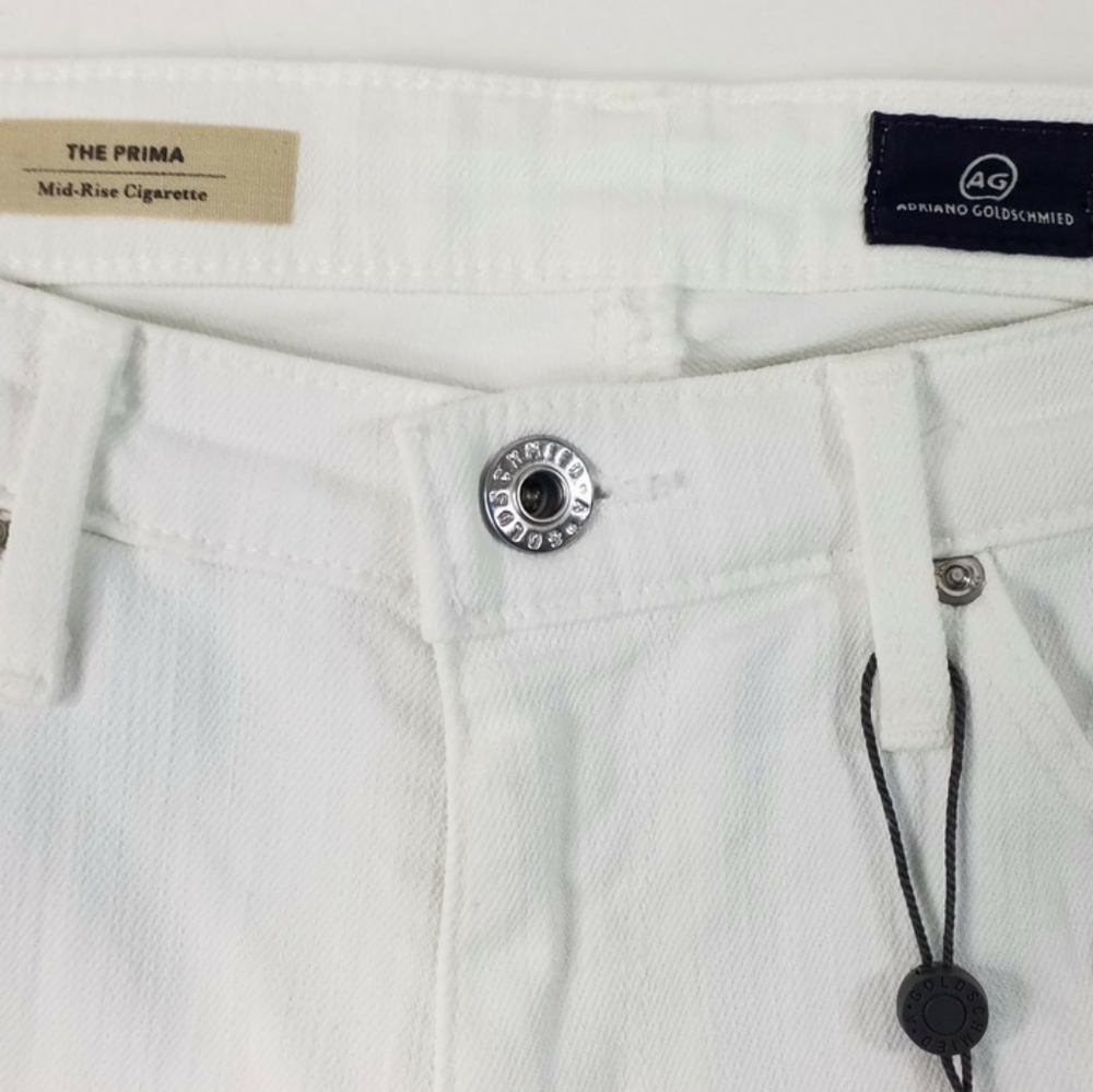 AG Adriano Goldschmied The Prima White Mid Rise Stretch Cigarette Jeans Women 29 - Picture 12 of 16